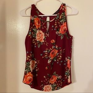 Red Flowy Floral Top